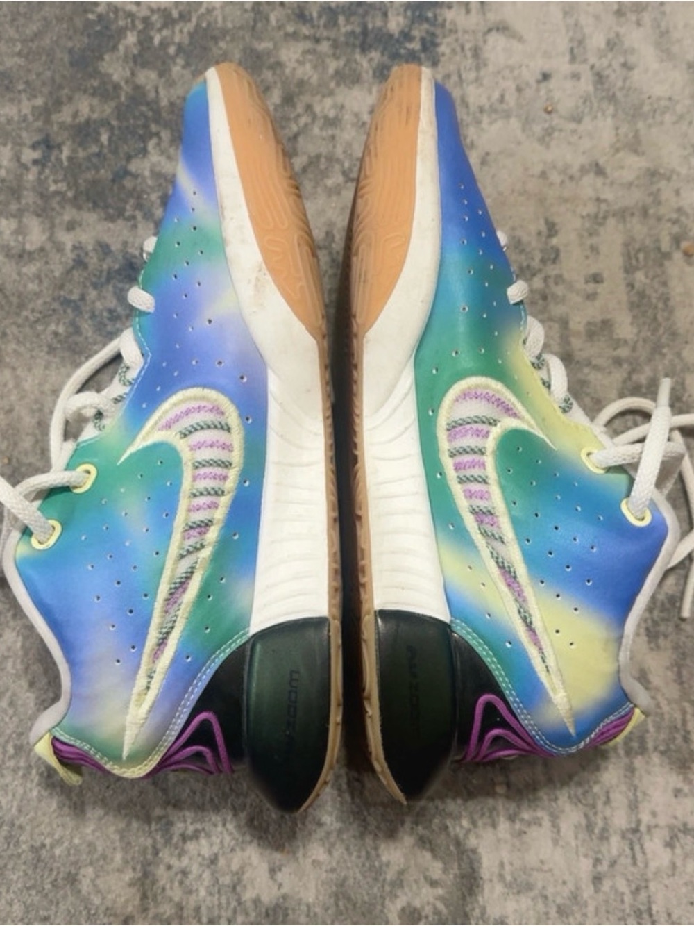 Nike Blue-Green Gradient Kids' Sneakers with Multicolor Swoosh